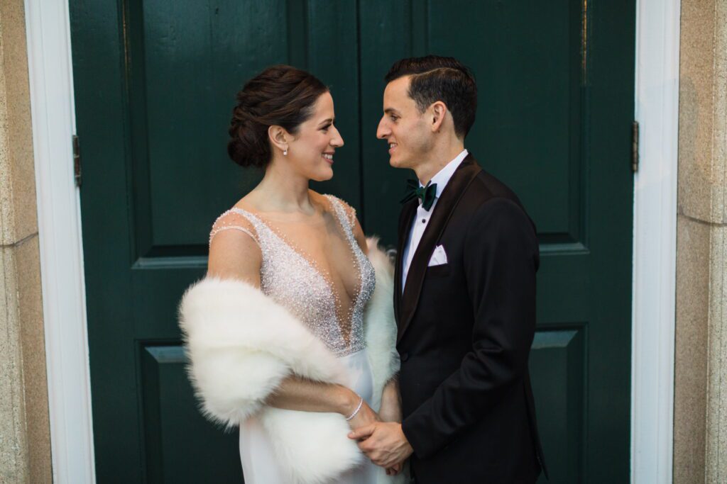 Alex wearing an emerald green bow tie outside Hanover Inn