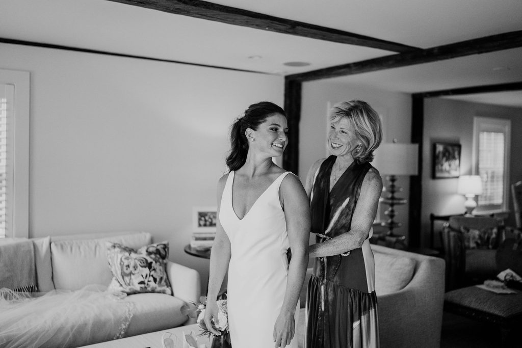 Erin getting ready with her mother before her Marblehead wedding