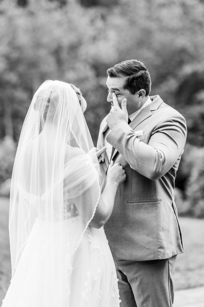 Cory wiping away a tear during his first look with Emily