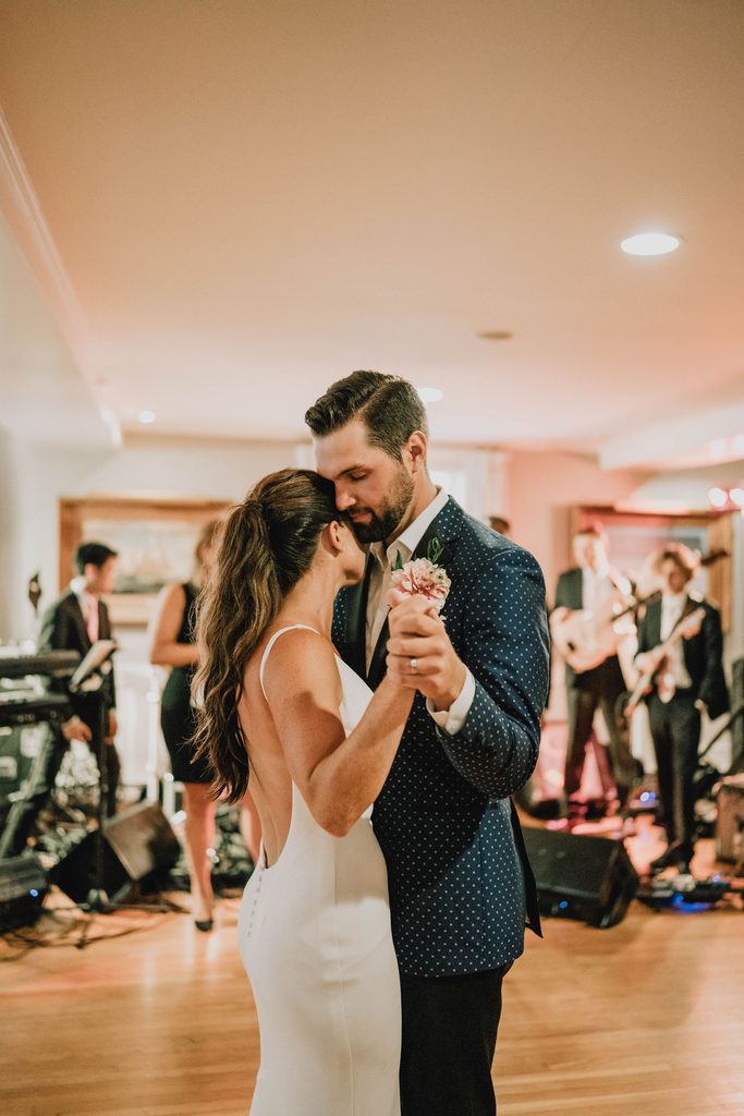 Erin and Rob sharing their first dance at the Boston Yacht Club wedding reception