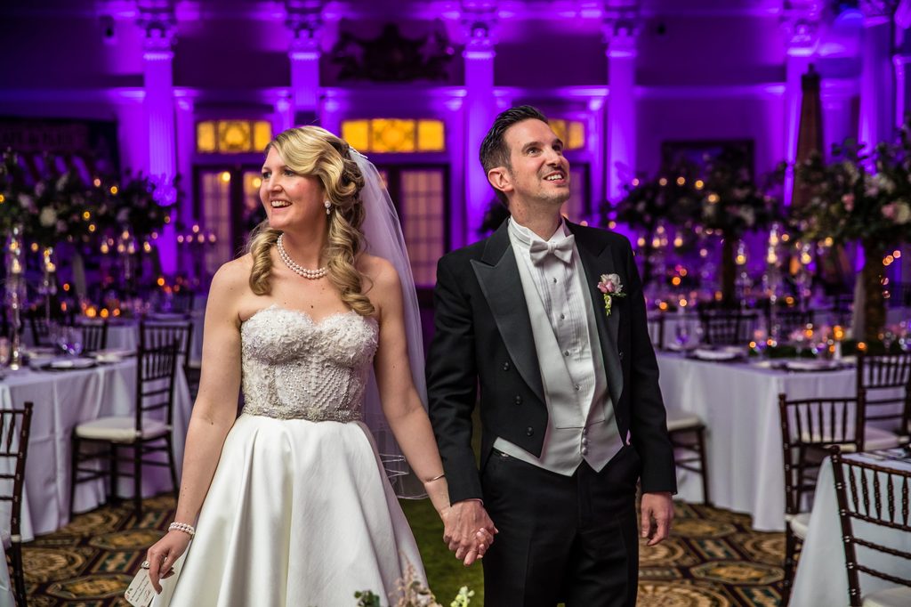 Francesca and Bernard entering their starry reception at the Omni Mount Washington