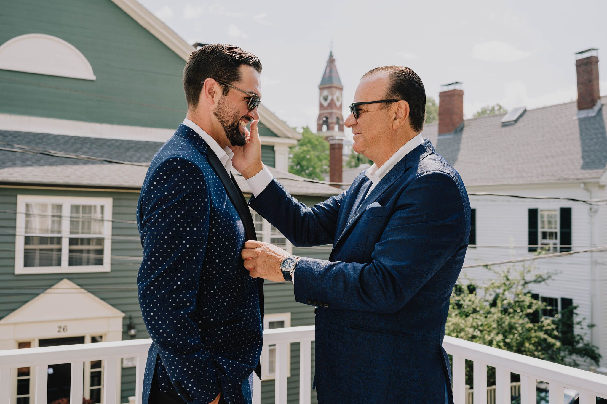 Rob getting ready with his father before his Marblehead wedding