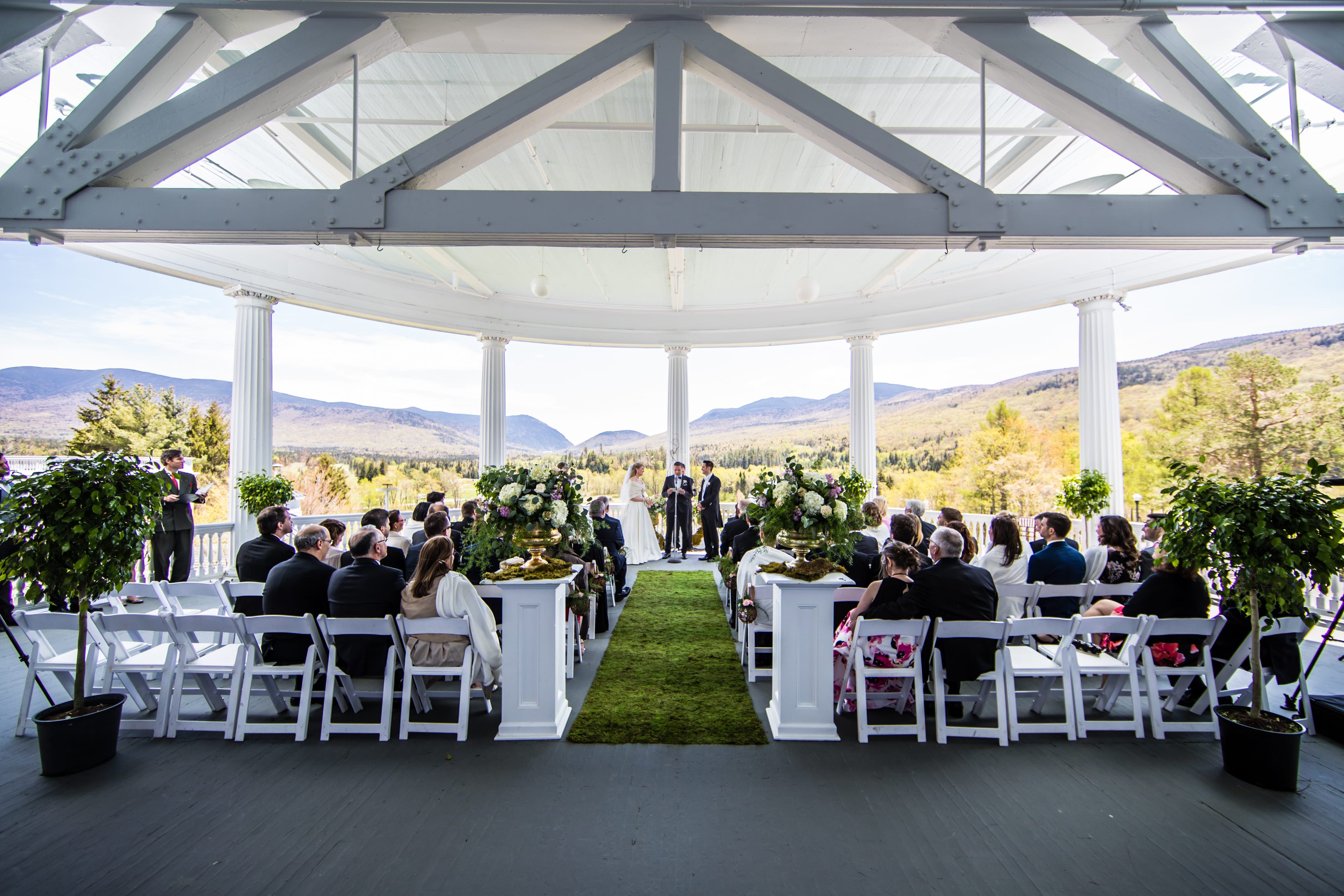 Wedding ceremony overlooking the White Mountains at the Omni Mount Washington Resort