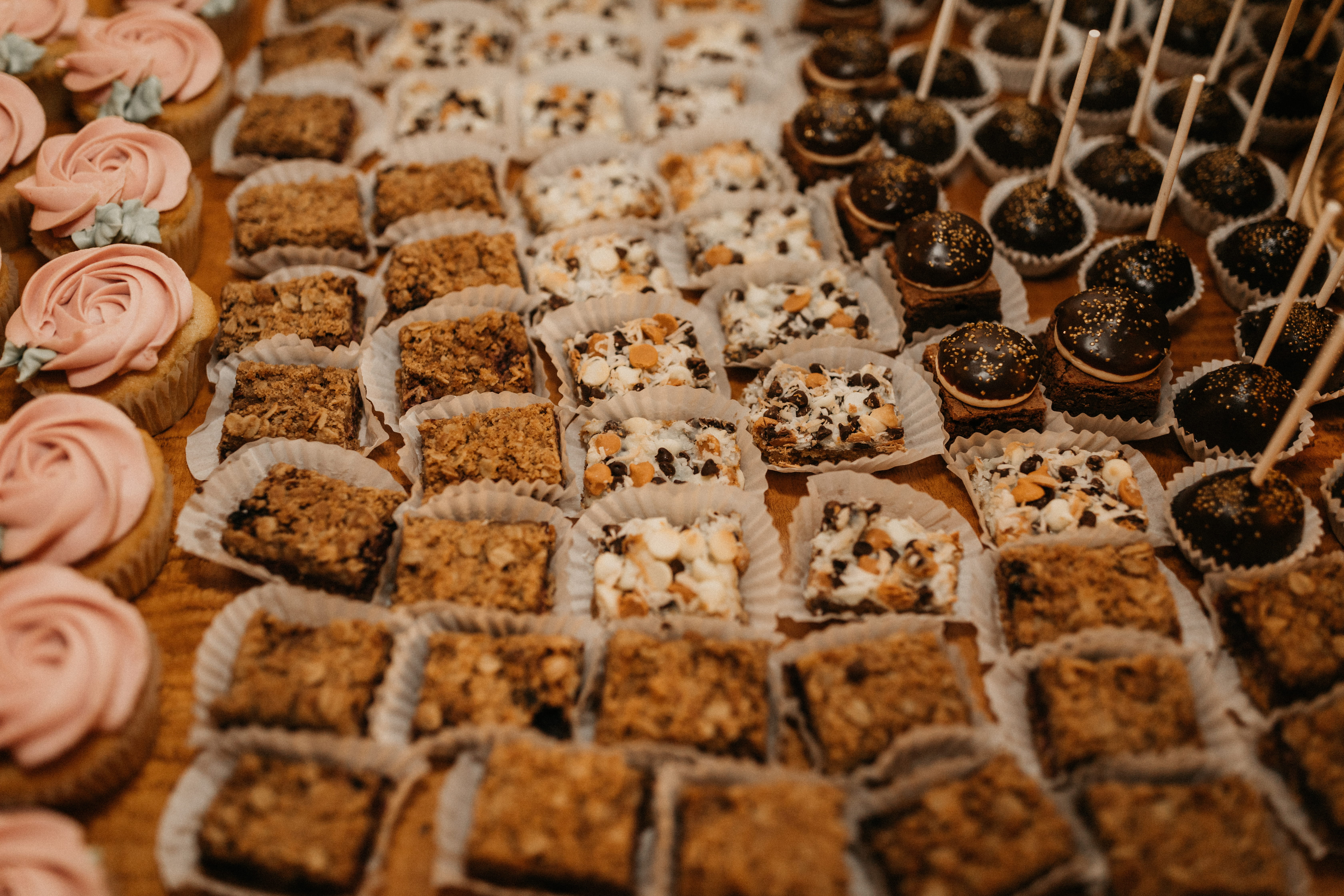 Cupcakes, dessert bars, and chocolate cake pops at Bedford Village Inn